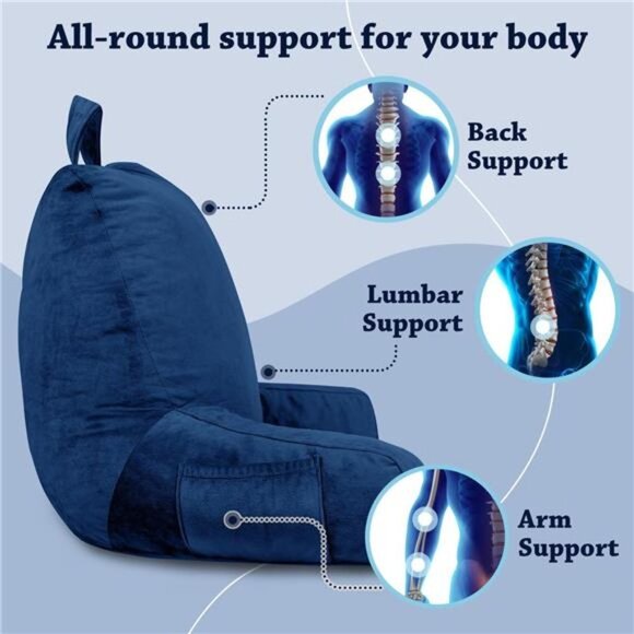 Reading Pillow with Removable Cover, Back Pillow for Sitting Up in Bed with Arms - Picture 5 of 8